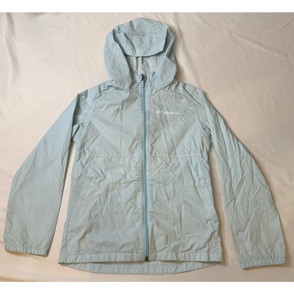 Columbia Girl's Ice Blue Lightweight Rain/Wind Jacket Size Small - Picture 2 of 5